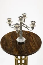 Luxury silver 5-arm decorative candelabra candle holder with ornate vintage design