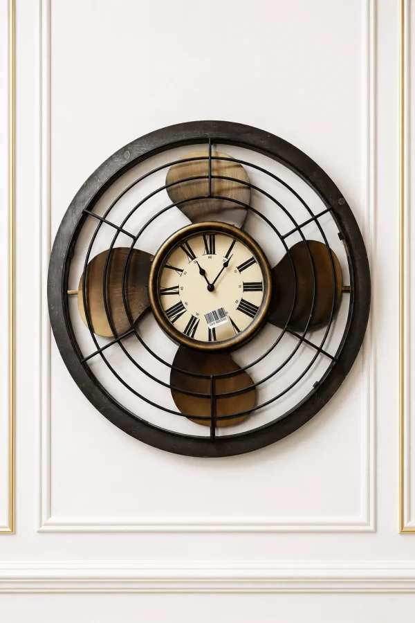 Vintage industrial metal wall clock with Roman numerals