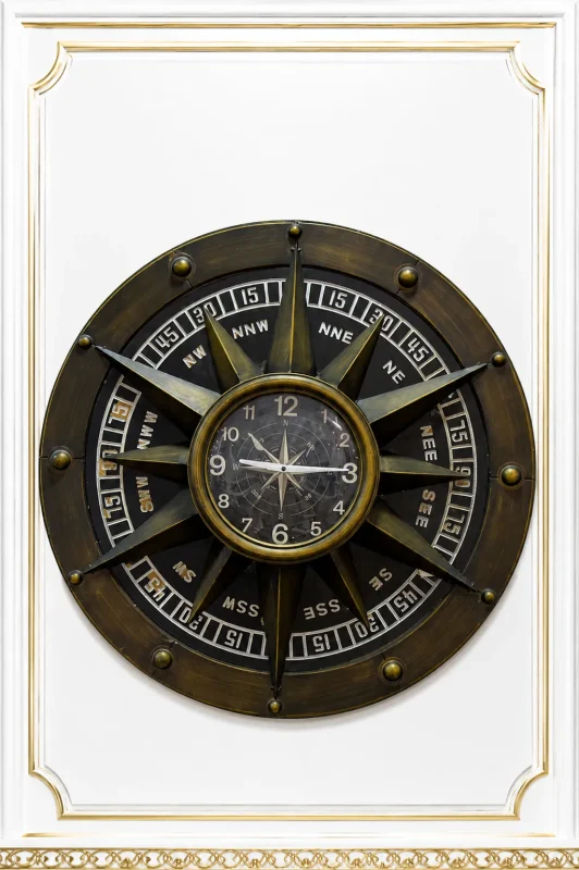 Vintage nautical compass wall clock with antique bronze finish
