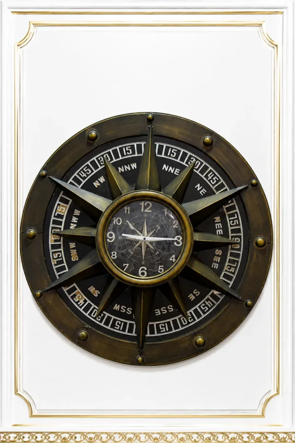 Vintage nautical compass wall clock with antique bronze finish