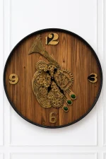 Steampunk decorative wall clock featuring antique gold gears