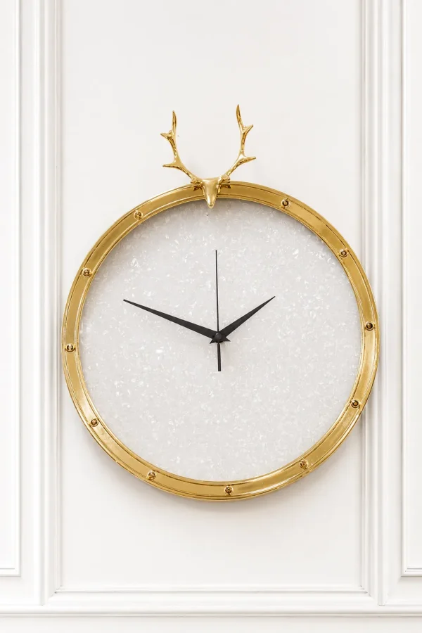 Modern luxury wall clock with gold metal frame