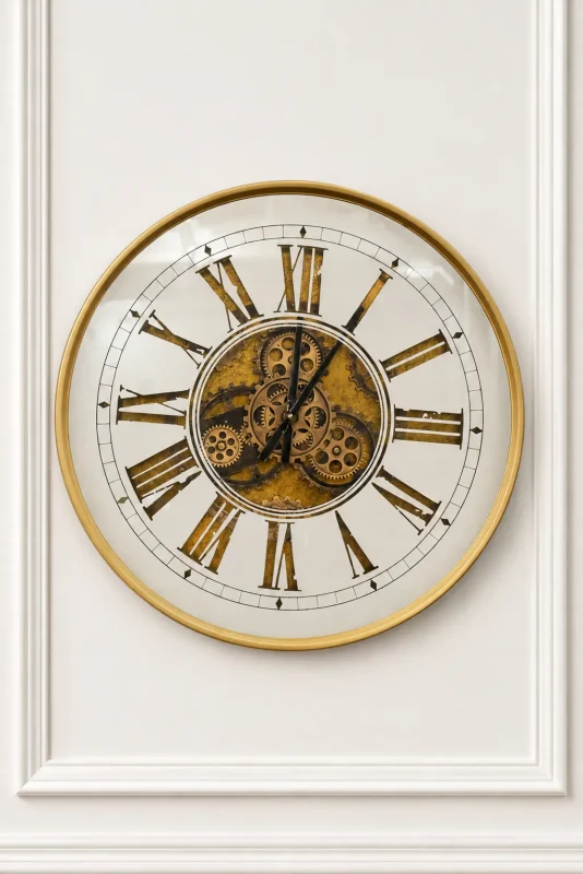 Luxury mirrored wall clock with antique Roman numerals