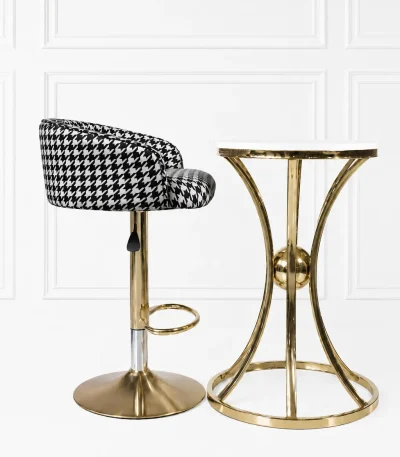 Modern gold bar stool with white marble top bistro table