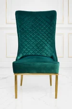 Luxury emerald green velvet storage ottoman with gold legs