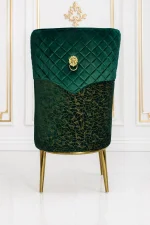 Luxury emerald green velvet storage ottoman with gold legs