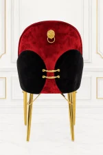 Modern upholstered accent chair with woven velvet backrest