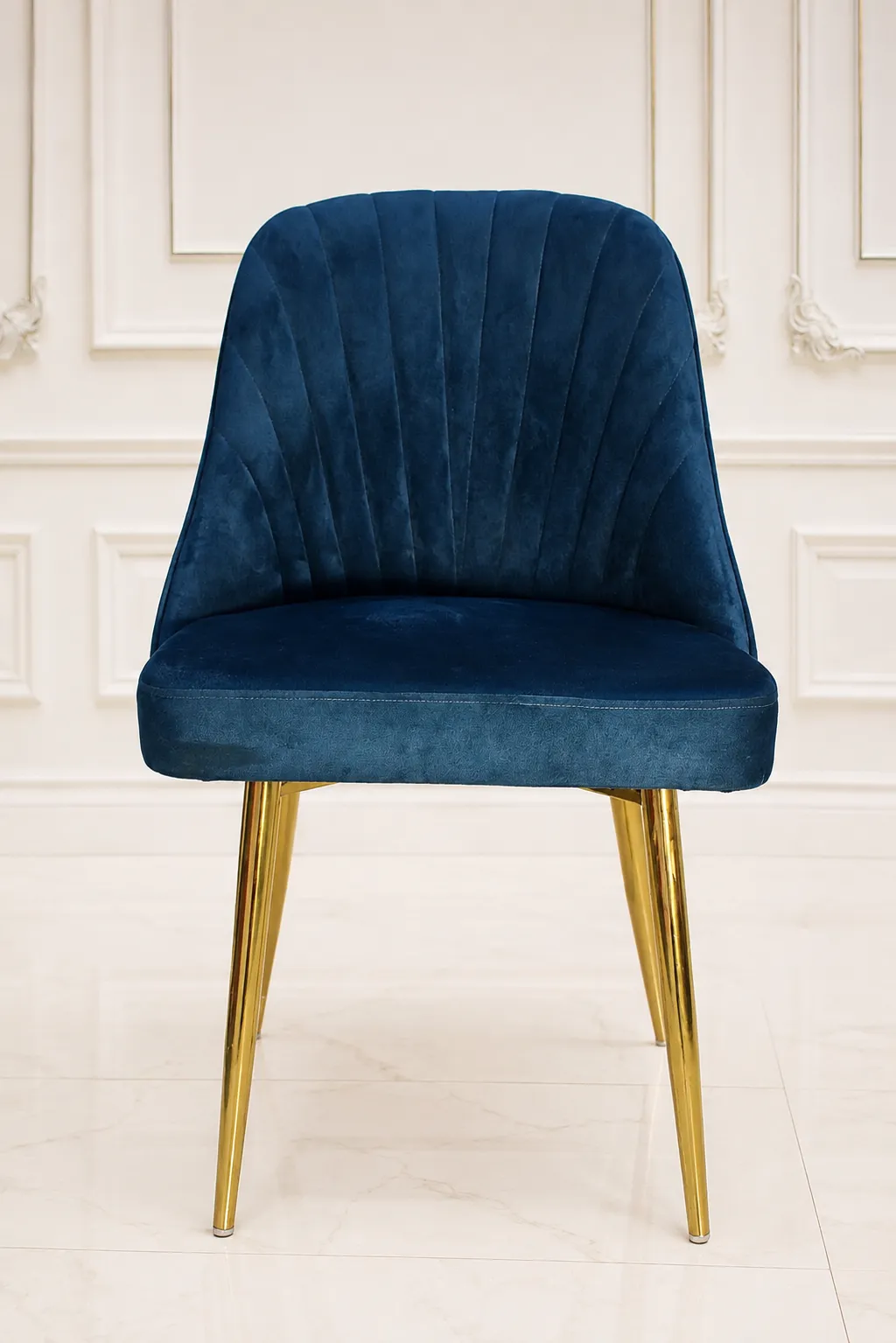 Luxury Navy Blue Velvet Dining Chair with Gold Metal Legs Luxury navy blue velvet dining chair with gold metal legs