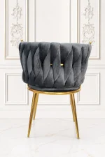 Modern grey velvet dining chair for home, hotel, and restaurant