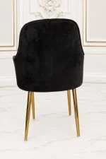 Luxury upholstered black dining chair with armrests