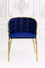 Royal blue velvet dining chair with gold stainless steel frame