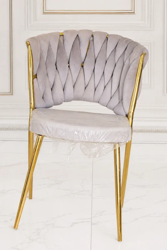 Luxury velvet dining chair with gold stainless steel frame