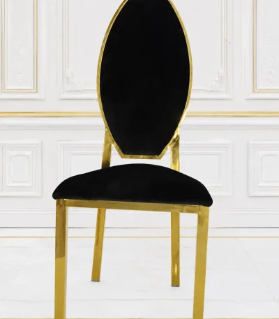 Luxury black velvet dining chair with gold stainless steel frame