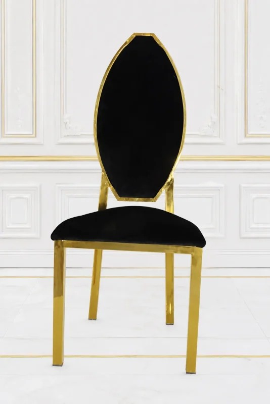 Luxury black velvet dining chair with gold stainless steel frame