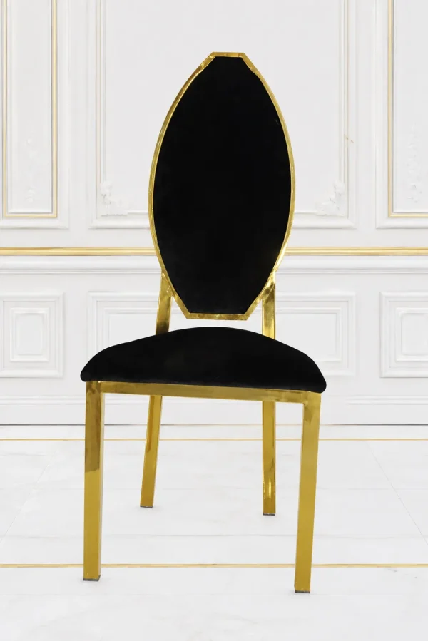Luxury black velvet dining chair with gold stainless steel frame