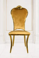 Luxury champagne velvet dining chair with gold stainless steel frame