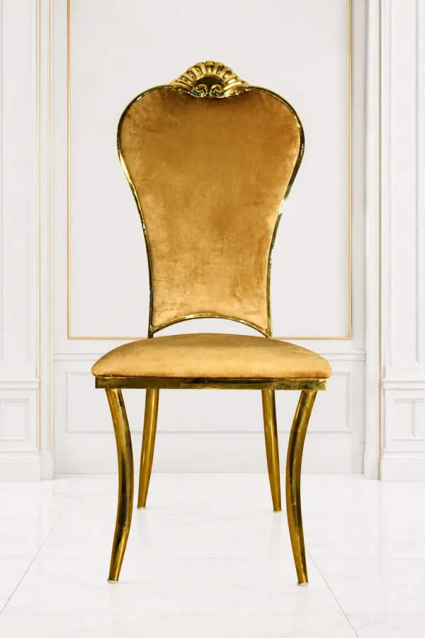 Luxury champagne velvet dining chair with gold stainless steel frame