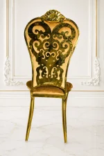 Royal banquet chair with champagne velvet upholstery and gold frame