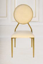 Luxury gold round back velvet dining chair with stainless steel frame