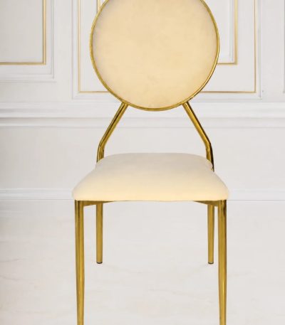 Luxury gold round back velvet dining chair with stainless steel frame
