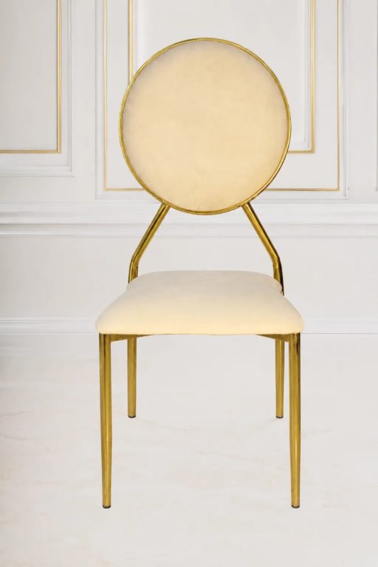 Luxury gold round back velvet dining chair with stainless steel frame