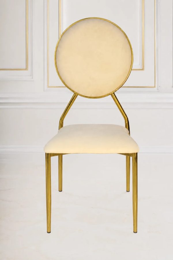 Luxury gold round back velvet dining chair with stainless steel frame