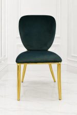 Luxury emerald green velvet dining chair with gold stainless steel legs