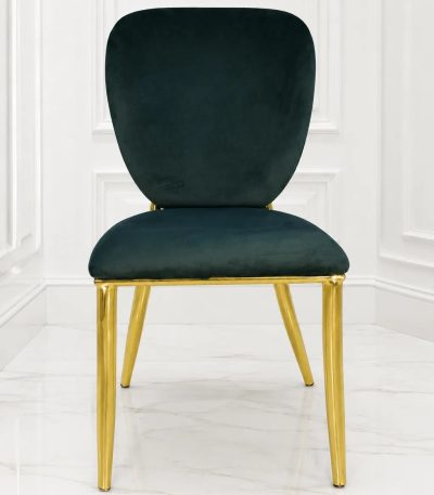 Luxury emerald green velvet dining chair with gold stainless steel legs