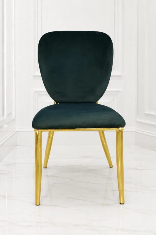 Luxury emerald green velvet dining chair with gold stainless steel legs