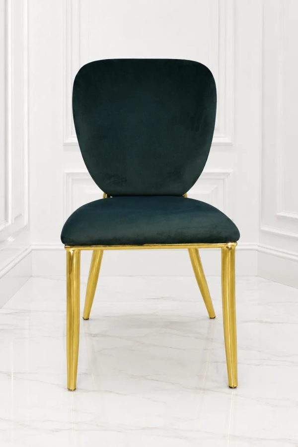 Luxury emerald green velvet dining chair with gold stainless steel legs