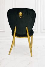 Luxury emerald green velvet dining chair with gold stainless steel legs
