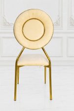 Luxury gold round back velvet dining chair with stainless steel frame