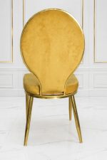 Luxury mustard velvet oval back dining chair with gold stainless steel frame