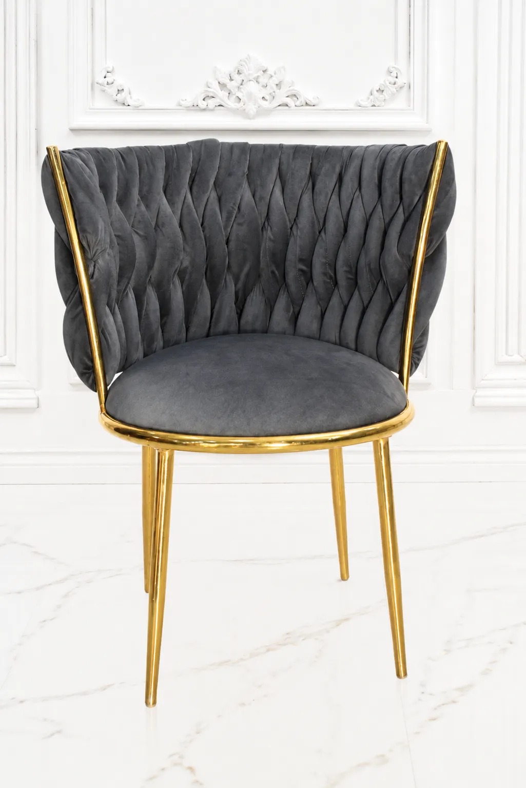 Luxury Grey Velvet Accent Dining Chair with Gold Stainless Steel Frame Luxury grey velvet accent dining chair with gold stainless steel frame