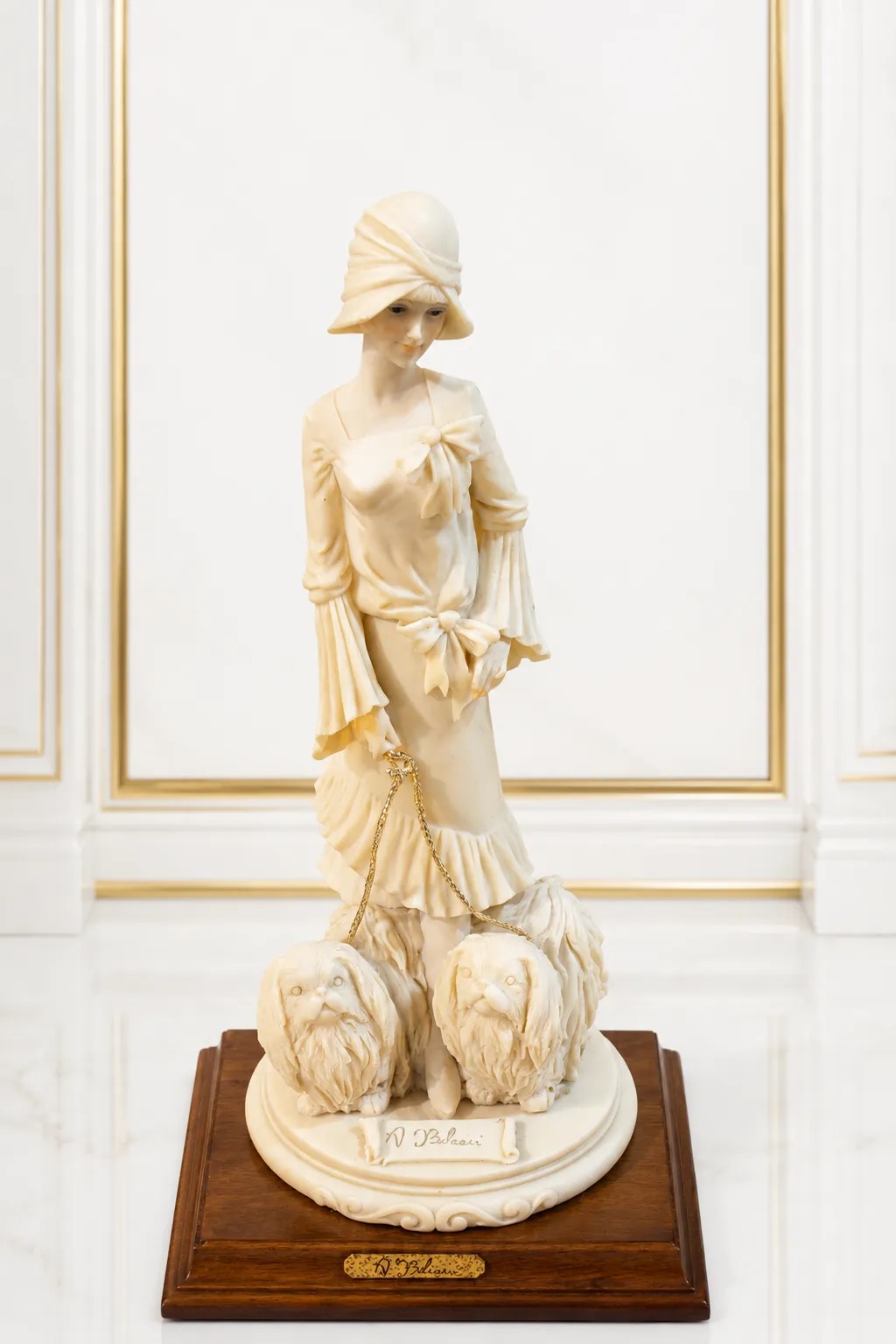 Elegant Lady with Dogs Decorative Figurine | Luxury Resin Home Décor Statue Elegant lady decorative resin figurine with two dogs for home décor