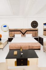 Modern luxury bedroom furniture set with king size bed and dressing table