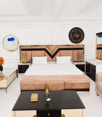 Modern luxury bedroom furniture set with king size bed and dressing table